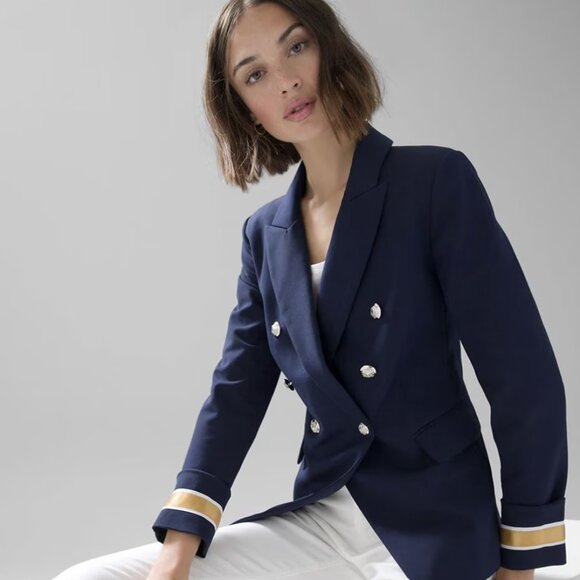 NWOT WHBM Petite Studio Blazer 00P in Navy - Picture 1 of 4